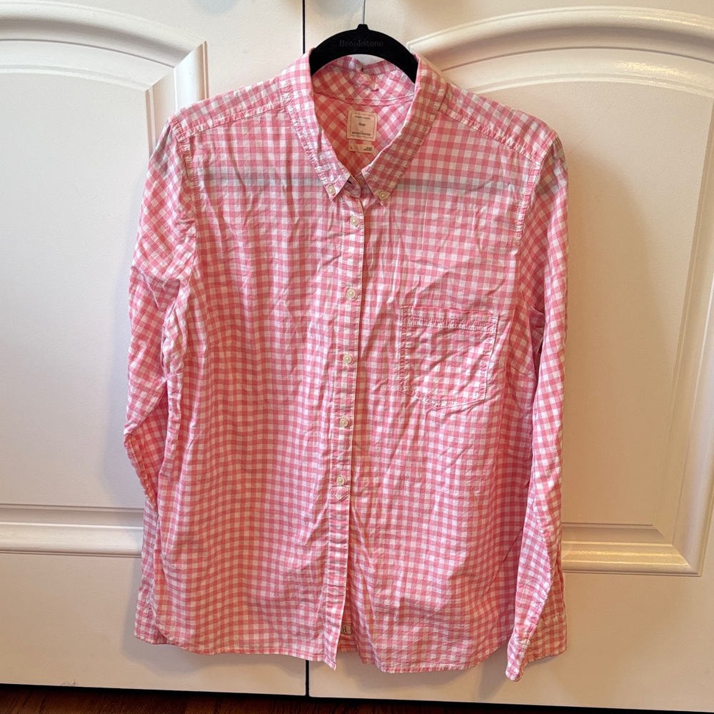 GAP Pink Gingham Button-Down Shirt ( The shrunken boyfriend )